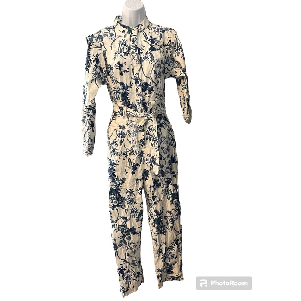 Anthropologie blue and white floral jumpsuit size 2 NWT